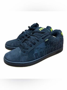 Etnies Navy women size 13 Suede Skate Sneakers with Neon Lime Logo